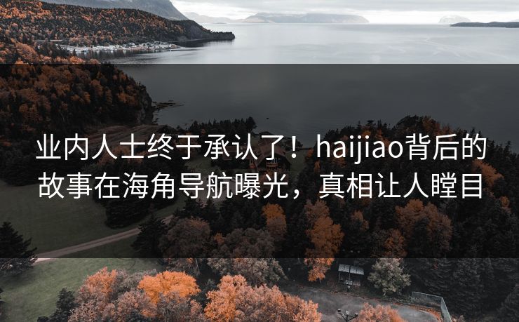 业内人士终于承认了！haijiao背后的故事在海角导航曝光，真相让人瞠目