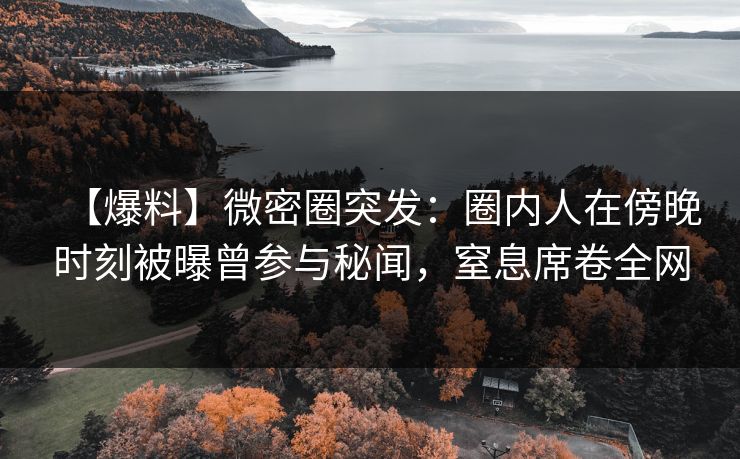 【爆料】微密圈突发：圈内人在傍晚时刻被曝曾参与秘闻，窒息席卷全网