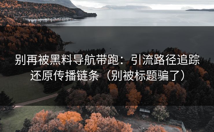 别再被黑料导航带跑：引流路径追踪还原传播链条（别被标题骗了）