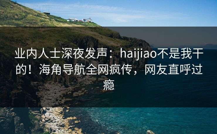 业内人士深夜发声：haijiao不是我干的！海角导航全网疯传，网友直呼过瘾