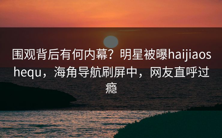 围观背后有何内幕？明星被曝haijiaoshequ，海角导航刷屏中，网友直呼过瘾