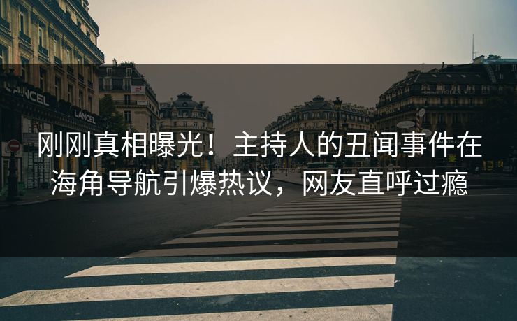 刚刚真相曝光！主持人的丑闻事件在海角导航引爆热议，网友直呼过瘾