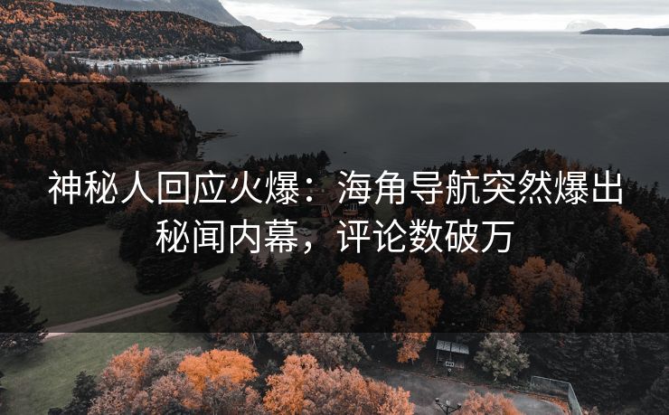 神秘人回应火爆：海角导航突然爆出秘闻内幕，评论数破万