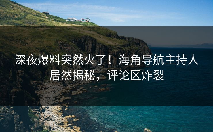 深夜爆料突然火了！海角导航主持人居然揭秘，评论区炸裂