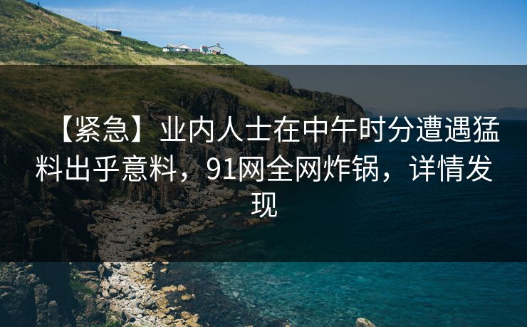 【紧急】业内人士在中午时分遭遇猛料出乎意料，91网全网炸锅，详情发现