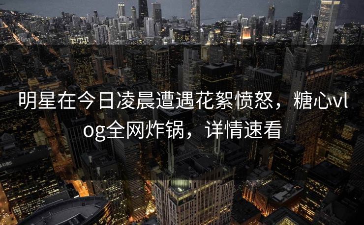 明星在今日凌晨遭遇花絮愤怒，糖心vlog全网炸锅，详情速看